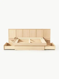 Houten bed Nanto met lades en hoofdeinde