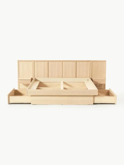 Houten bed Nanto met lades en hoofdeinde