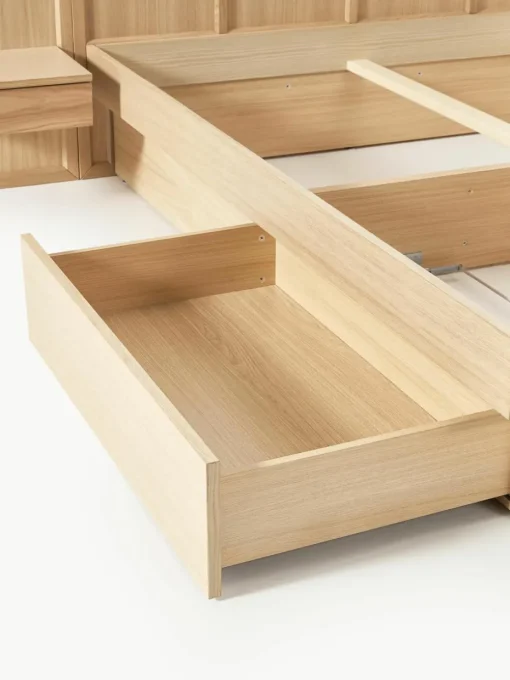 Houten bed Nanto met lades en hoofdeinde