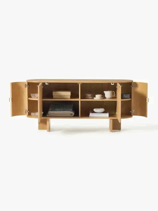 Houten dressoir Zumi met afgeronde hoeken