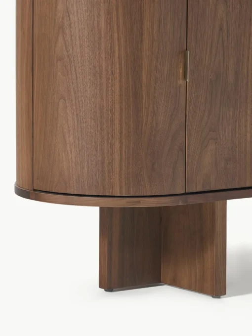Houten dressoir Zumi met afgeronde hoeken en gemarmerd tafelblad