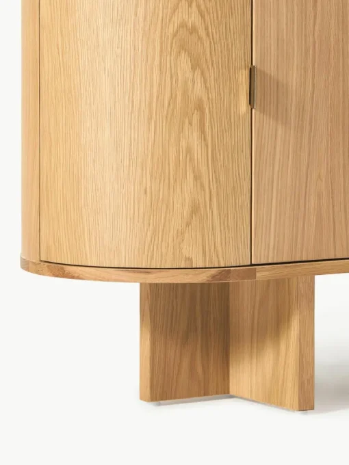Houten dressoir Zumi met afgeronde hoeken en travertijn blad