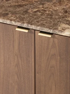 Houten dressoir Zumi met afgeronde hoeken en gemarmerd tafelblad