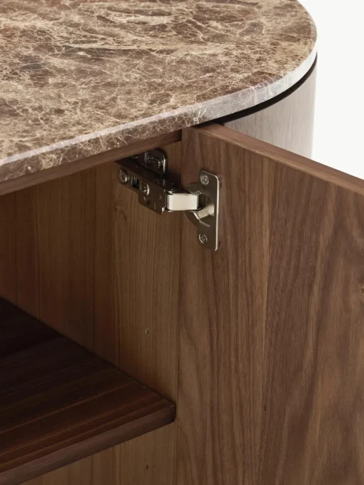 Houten dressoir Zumi met afgeronde hoeken en gemarmerd tafelblad