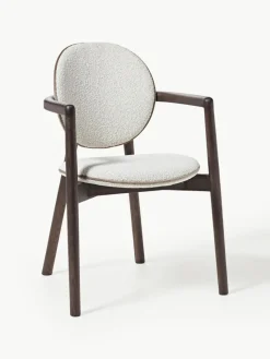 Houten Maia stoel met bouclé bekleding