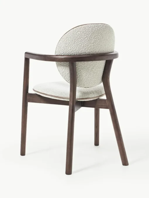 Houten Maia stoel met bouclé bekleding