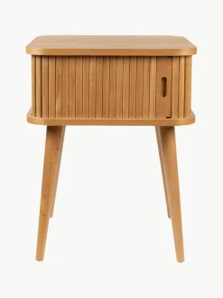 Houten nachtkastje Barbier met roldeur en gecanneleerde voorkant