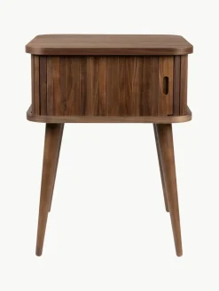 Houten nachtkastje Barbier met Rolltür en geribbelde voorzijde