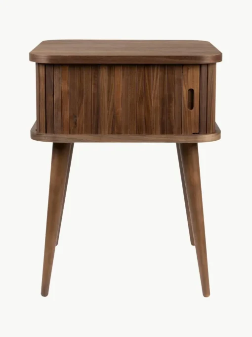 Houten nachtkastje Barbier met Rolltür en geribbelde voorzijde