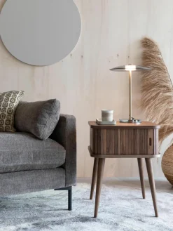 Houten nachtkastje Barbier met Rolltür en geribbelde voorzijde