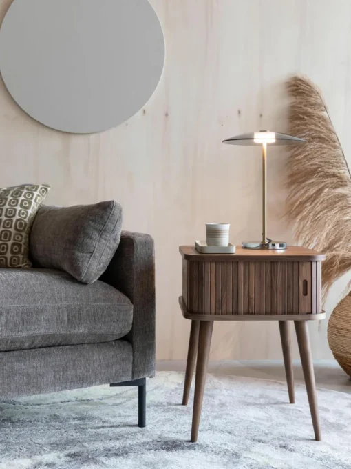 Houten nachtkastje Barbier met Rolltür en geribbelde voorzijde