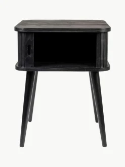 Houten nachtkastje Barbier met roldeur en gecanneleerde voorkant