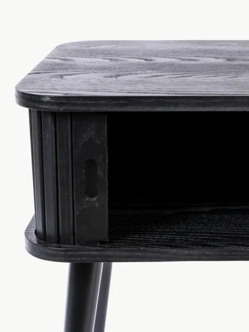 Houten nachtkastje Barbier met roldeur en gecanneleerde voorkant