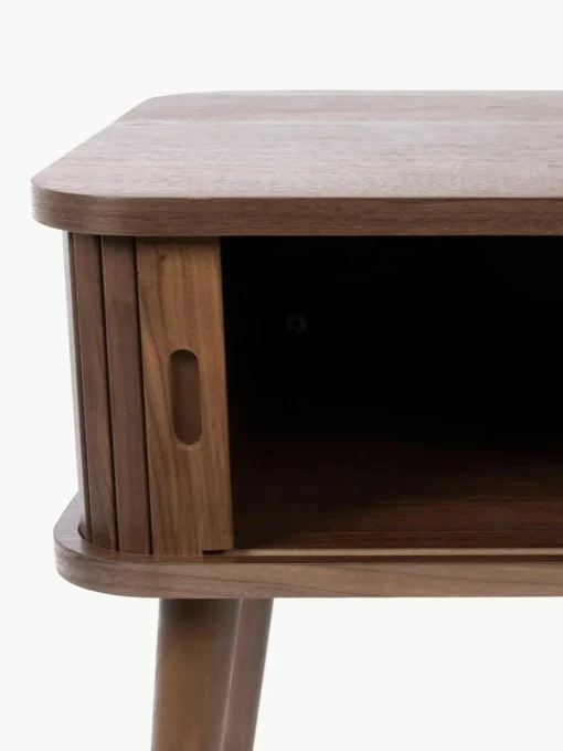 Houten nachtkastje Barbier met Rolltür en geribbelde voorzijde