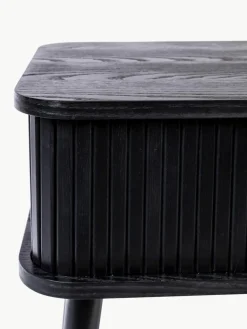 Houten nachtkastje Barbier met roldeur en gecanneleerde voorkant