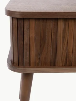 Houten nachtkastje Barbier met Rolltür en geribbelde voorzijde
