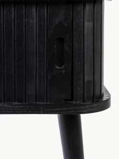 Houten nachtkastje Barbier met roldeur en gecanneleerde voorkant