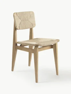 Houten stoel C-Chair van eikenhout met gevlochten zitvlak