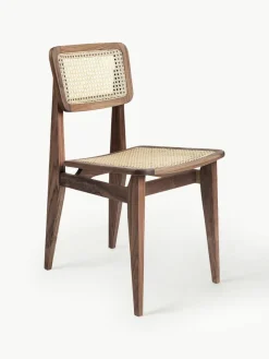 Houten stoel C-Chair van walnoothout met Weens vlechtwerk