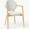 Houten stoel Maia met bouclé bekleding