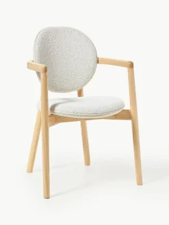 Houten stoel Maia met bouclé bekleding