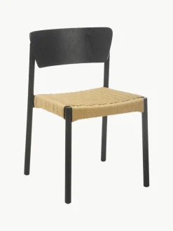 Houten stoelen Danny met rotan zitvlak, 2 stuks