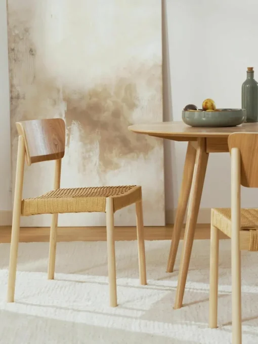 Houten stoelen Danny met rotan zitvlak, 2 stuks