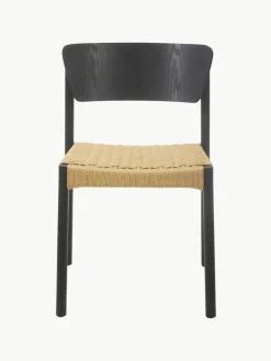 Houten stoelen Danny met rotan zitvlak, 2 stuks