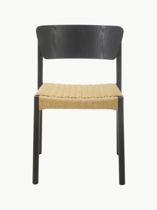Houten stoelen Danny met rotan zitvlak, 2 stuks