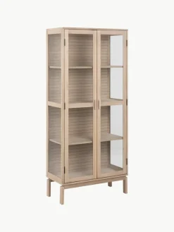 Houten vitrinekast Linley met glazen deuren