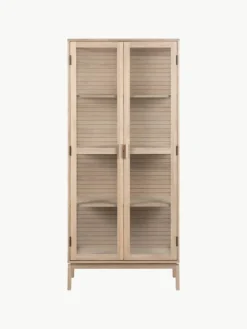Houten vitrinekast Linley met glazen deuren