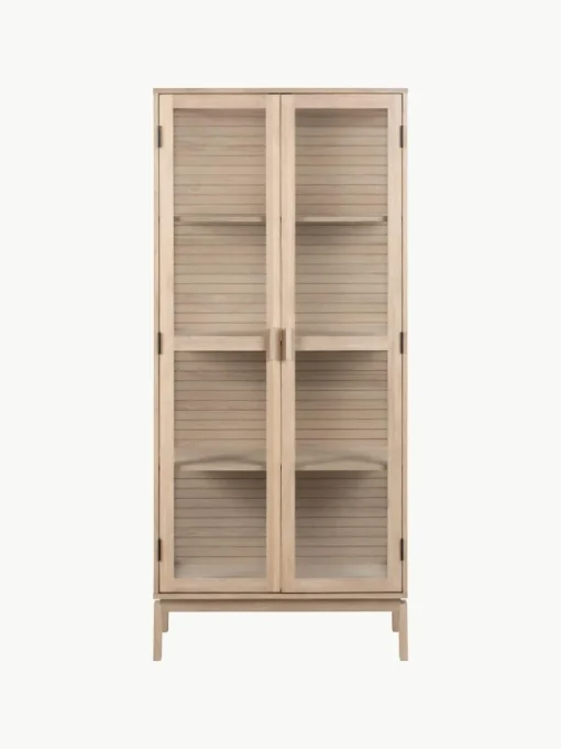 Houten vitrinekast Linley met glazen deuren