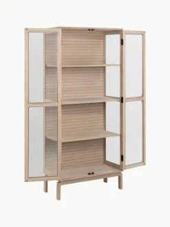 Houten vitrinekast Linley met glazen deuren