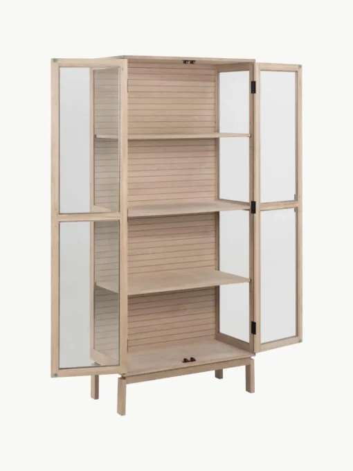 Houten vitrinekast Linley met glazen deuren