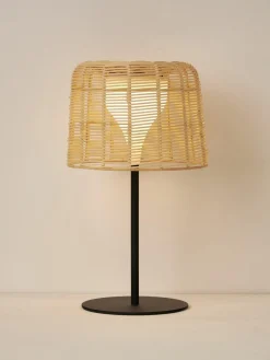 In- & outdoor Solar LED-Lamp Kyra met rotan kap