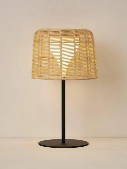 In- & outdoor Solar LED-Lamp Kyra met rotan kap