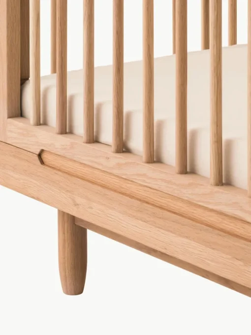 In hoogte verstelbaar babybedje Pure van eikenhout, 70 x 140 cm
