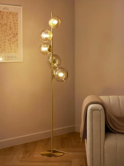 Industriële vloerlamp Casey van glas