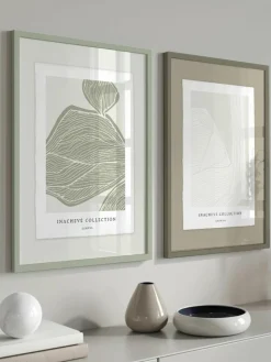 Ingelijste digitale print Leaves, handgemaakt