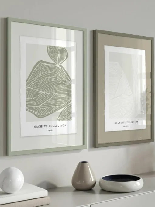 Ingelijste digitale print Leaves, handgemaakt