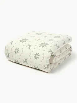 Jacquard bedsprei Cianna met kerstpatroon