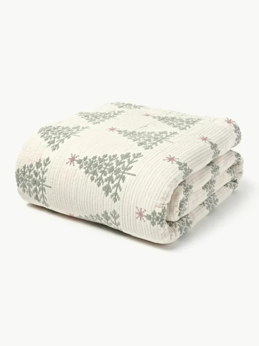 Jacquard bedsprei Cianna met kerstpatroon