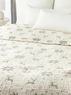Jacquard bedsprei Cianna met kerstpatroon