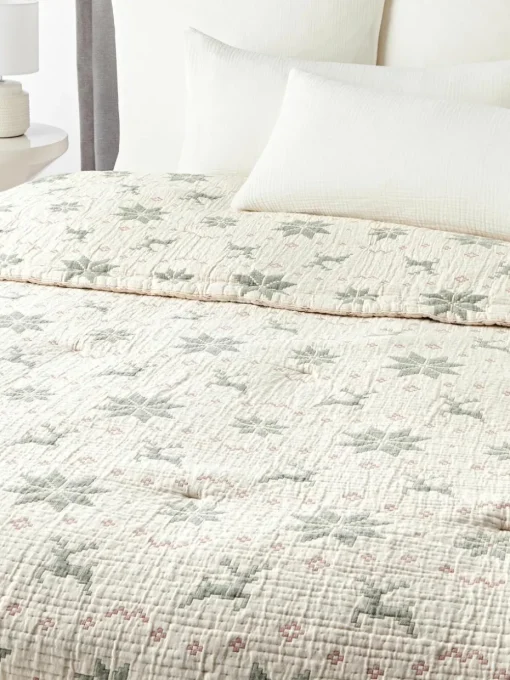 Jacquard bedsprei Cianna met kerstpatroon
