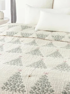 Jacquard bedsprei Cianna met kerstpatroon