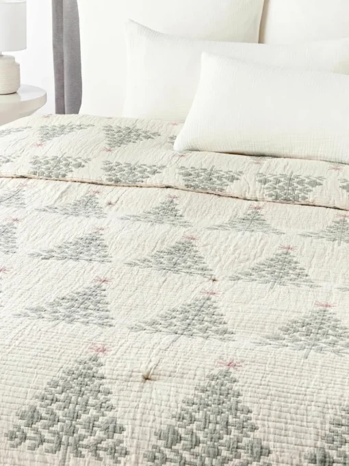 Jacquard bedsprei Cianna met kerstpatroon