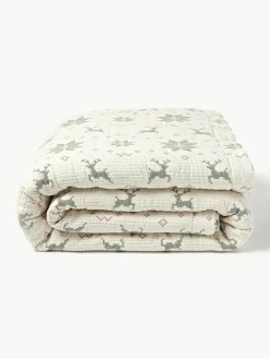 Jacquard bedsprei Cianna met kerstpatroon