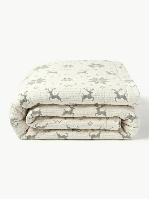 Jacquard bedsprei Cianna met kerstpatroon