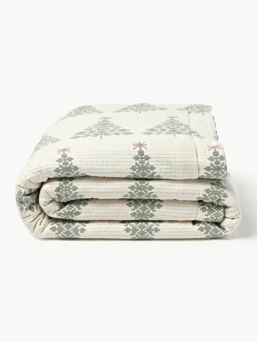 Jacquard bedsprei Cianna met kerstpatroon