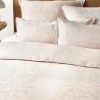 Jacquard mousseline dekbedovertrek Jasmina met bloemenpatroon in roze